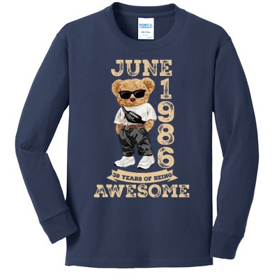 38 Year Old Awesome June 1986 38th Birthday Gifts Kids Long Sleeve Shirt