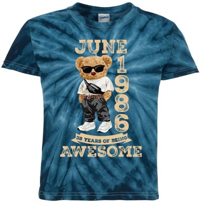 38 Year Old Awesome June 1986 38th Birthday Gifts Kids Tie-Dye T-Shirt