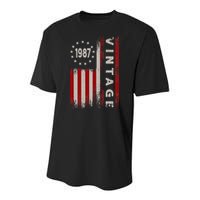 36 Year Old Gifts Vintage 1987 American Flag 36th Birthday Youth Performance Sprint T-Shirt