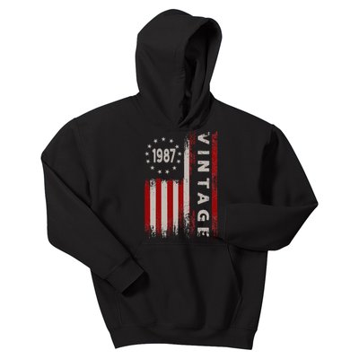 36 Year Old Gifts Vintage 1987 American Flag 36th Birthday Kids Hoodie