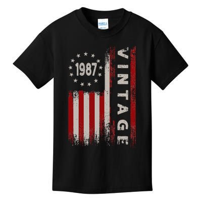 36 Year Old Gifts Vintage 1987 American Flag 36th Birthday Kids T-Shirt