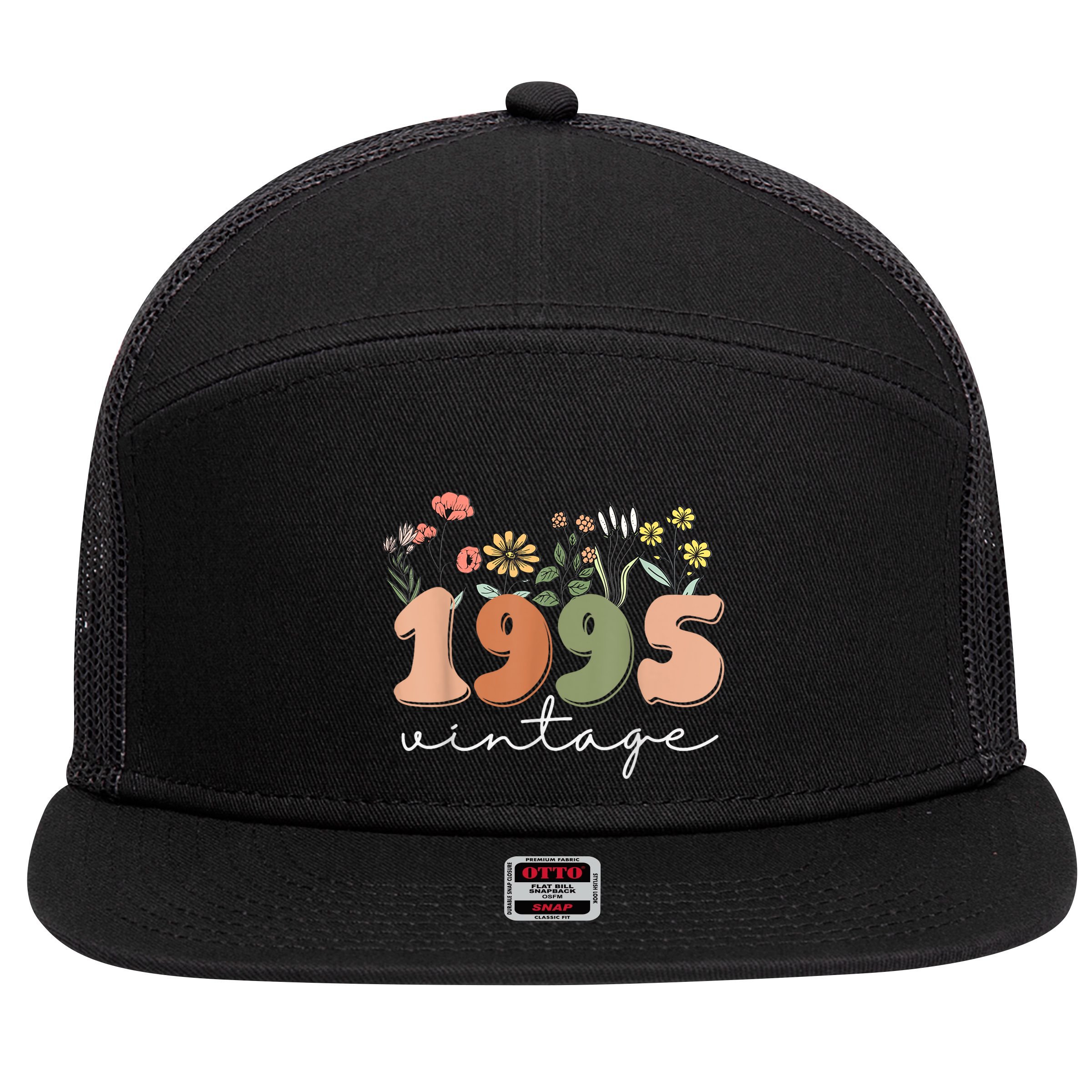 30 Years Old Vintage 1995 30th Birthday Wildflower 7 Panel Mesh Trucker Snapback Hat