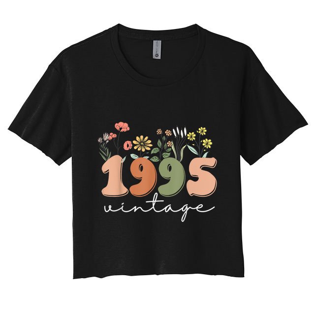 30 Years Old Vintage 1995 30th Birthday Wildflower Women's Crop Top Tee
