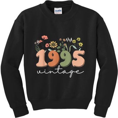 30 Years Old Vintage 1995 30th Birthday Wildflower Kids Sweatshirt