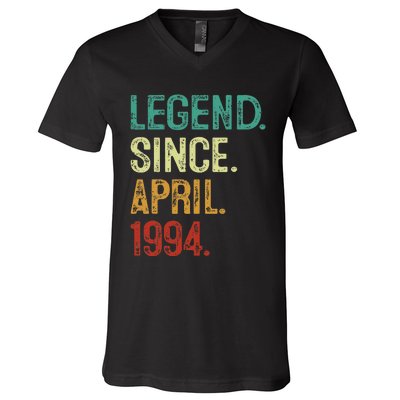 30 Years Old Legend Since April 1994 30th Birthday V-Neck T-Shirt