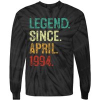 30 Years Old Legend Since April 1994 30th Birthday Tie-Dye Long Sleeve Shirt