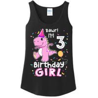 3 Year Old Dinosaur Birthday 3rd T Rex Dino Three Saurus Ladies Essential Tank