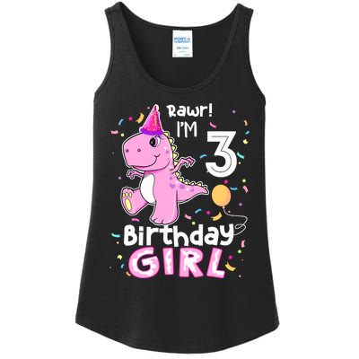 3 Year Old Dinosaur Birthday 3rd T Rex Dino Three Saurus Ladies Essential Tank