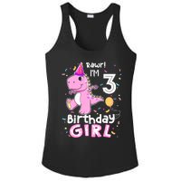 3 Year Old Dinosaur Birthday 3rd T Rex Dino Three Saurus Ladies PosiCharge Competitor Racerback Tank