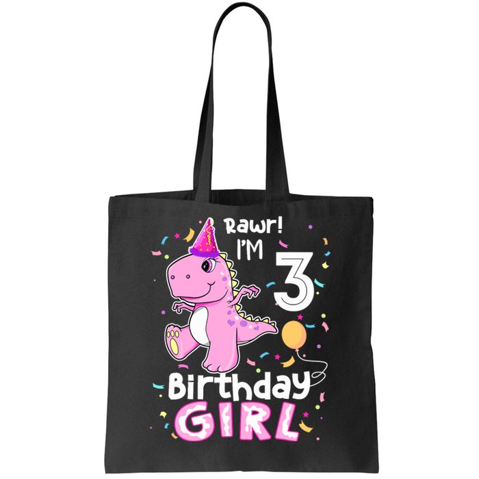 3 Year Old Dinosaur Birthday 3rd T Rex Dino Three Saurus Tote Bag