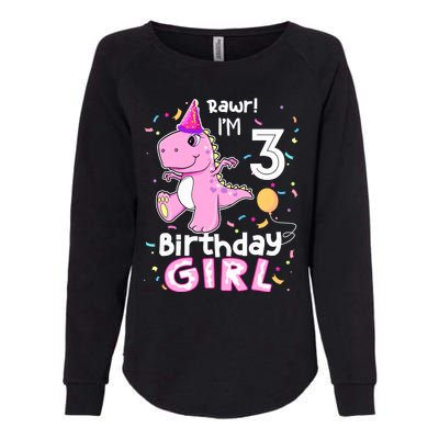 3 Year Old Dinosaur Birthday 3rd T Rex Dino Three Saurus Womens California Wash Sweatshirt