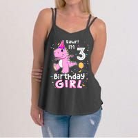 3 Year Old Dinosaur Birthday 3rd T Rex Dino Three Saurus Women's Strappy Tank