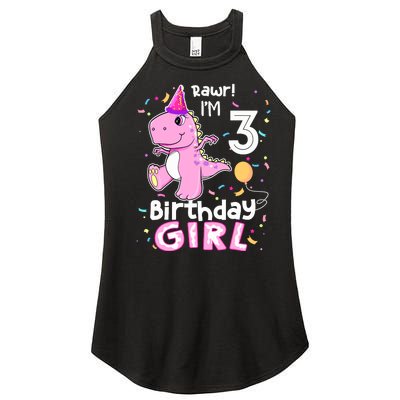 3 Year Old Dinosaur Birthday 3rd T Rex Dino Three Saurus Women’s Perfect Tri Rocker Tank