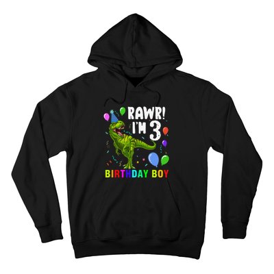 3 Year Old 3rd Birthday T Rex Dinosaur Hoodie