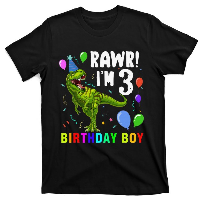 3 Year Old 3rd Birthday T Rex Dinosaur T-Shirt