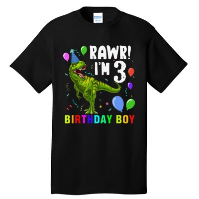 3 Year Old 3rd Birthday T Rex Dinosaur Tall T-Shirt