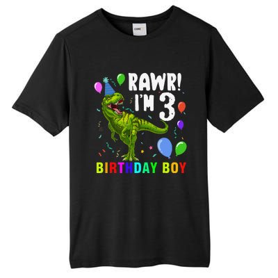 3 Year Old 3rd Birthday T Rex Dinosaur Tall Fusion ChromaSoft Performance T-Shirt