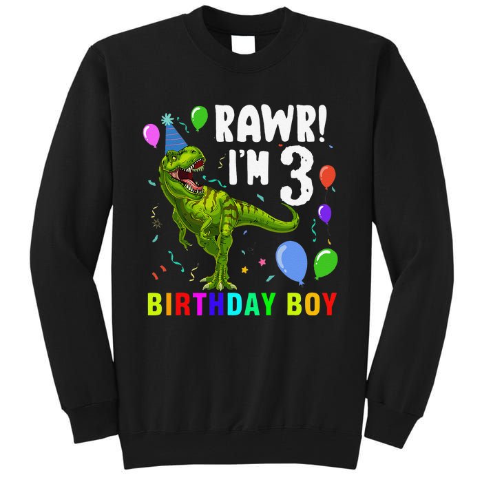 3 Year Old 3rd Birthday T Rex Dinosaur Tall Sweatshirt