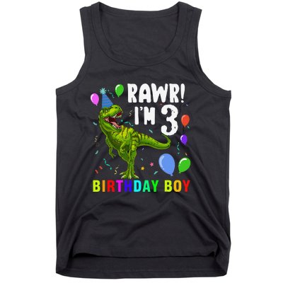 3 Year Old 3rd Birthday T Rex Dinosaur Tank Top