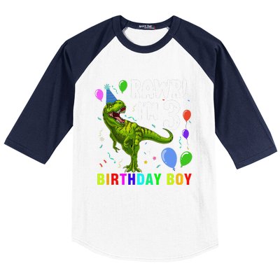 3 Year Old 3rd Birthday T Rex Dinosaur Baseball Sleeve Shirt