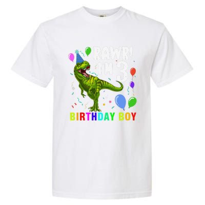 3 Year Old 3rd Birthday T Rex Dinosaur Garment-Dyed Heavyweight T-Shirt