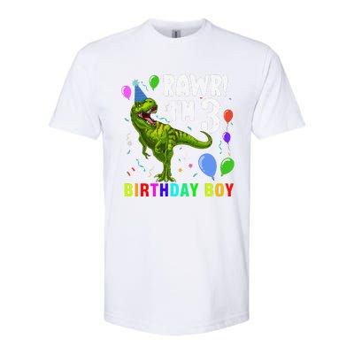 3 Year Old 3rd Birthday T Rex Dinosaur Softstyle CVC T-Shirt