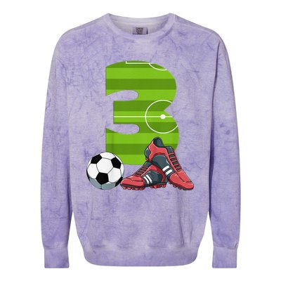 3 Year Old Gifts Dabbing Soccer Player 3rd Birthday Colorblast Crewneck Sweatshirt