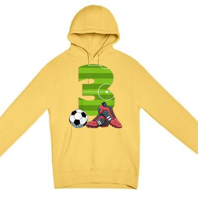 3 Year Old Gifts Dabbing Soccer Player 3rd Birthday Premium Pullover Hoodie