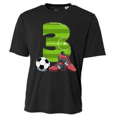 3 Year Old Gifts Dabbing Soccer Player 3rd Birthday Cooling Performance Crew T-Shirt