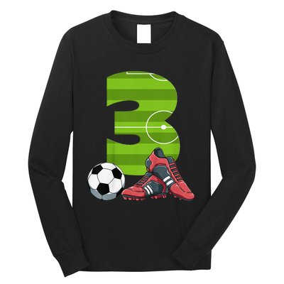 3 Year Old Gifts Dabbing Soccer Player 3rd Birthday Long Sleeve Shirt