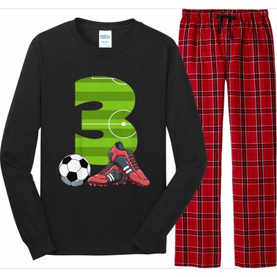 3 Year Old Gifts Dabbing Soccer Player 3rd Birthday Long Sleeve Pajama Set