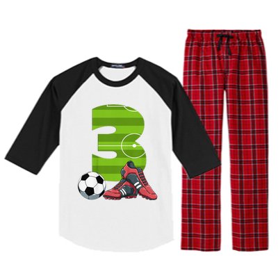 3 Year Old Gifts Dabbing Soccer Player 3rd Birthday Raglan Sleeve Pajama Set