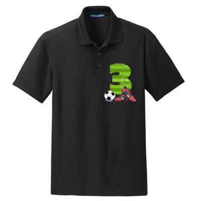 3 Year Old Gifts Dabbing Soccer Player 3rd Birthday Dry Zone Grid Polo