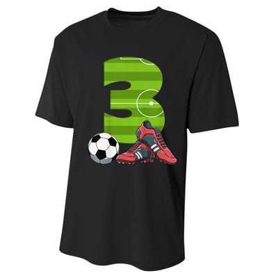 3 Year Old Gifts Dabbing Soccer Player 3rd Birthday Performance Sprint T-Shirt