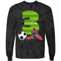 3 Year Old Gifts Dabbing Soccer Player 3rd Birthday Tie-Dye Long Sleeve Shirt