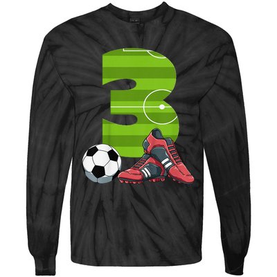 3 Year Old Gifts Dabbing Soccer Player 3rd Birthday Tie-Dye Long Sleeve Shirt