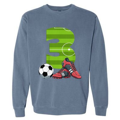 3 Year Old Gifts Dabbing Soccer Player 3rd Birthday Garment-Dyed Sweatshirt