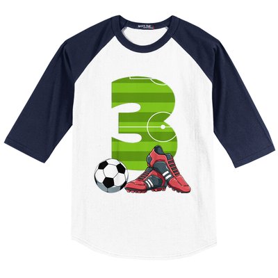 3 Year Old Gifts Dabbing Soccer Player 3rd Birthday Baseball Sleeve Shirt