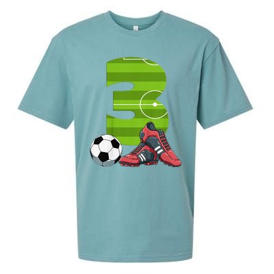 3 Year Old Gifts Dabbing Soccer Player 3rd Birthday Sueded Cloud Jersey T-Shirt