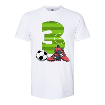 3 Year Old Gifts Dabbing Soccer Player 3rd Birthday Softstyle CVC T-Shirt