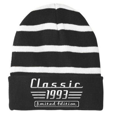 30 Year Old Vintage 1993 Classic Car 30th Birthday Gifts Striped Beanie with Solid Band