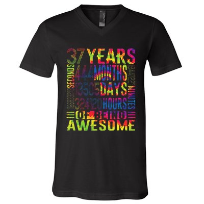 37 Years Old 37th Birthday Funny Vintage Retro 444 Months V-Neck T-Shirt