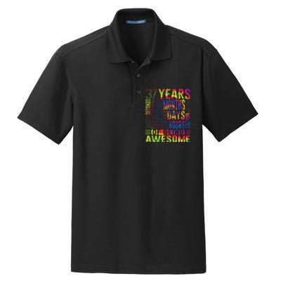 37 Years Old 37th Birthday Funny Vintage Retro 444 Months Dry Zone Grid Polo