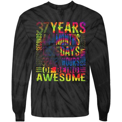 37 Years Old 37th Birthday Funny Vintage Retro 444 Months Tie-Dye Long Sleeve Shirt