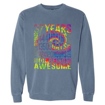 37 Years Old 37th Birthday Funny Vintage Retro 444 Months Garment-Dyed Sweatshirt