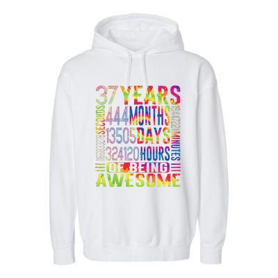 37 Years Old 37th Birthday Funny Vintage Retro 444 Months Garment-Dyed Fleece Hoodie