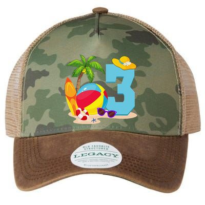 3 Year Old Beach Ball Pool Party Birthday Summer Vacation Legacy Tie Dye Trucker Hat