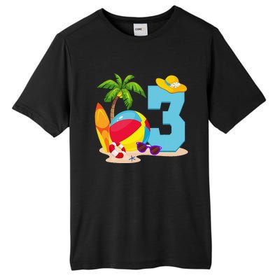 3 Year Old Beach Ball Pool Party Birthday Summer Vacation Tall Fusion ChromaSoft Performance T-Shirt