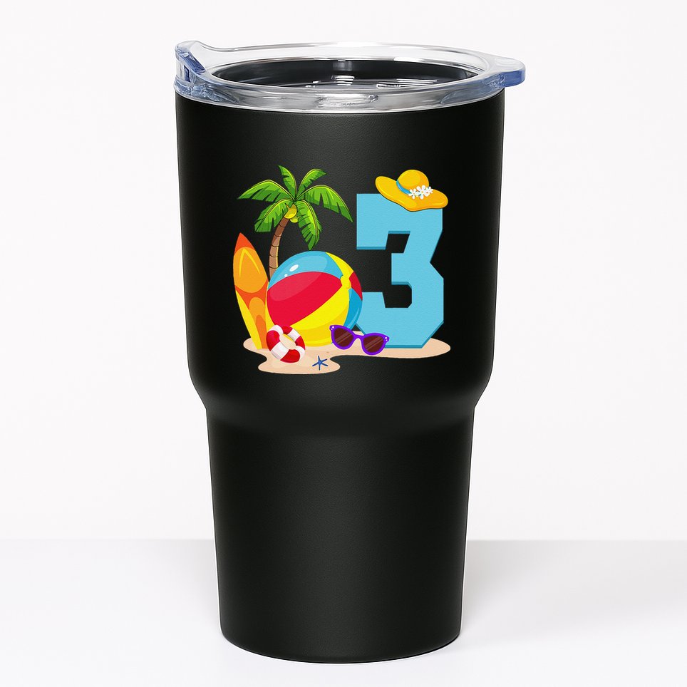3 Year Old Beach Ball Pool Party Birthday Summer Vacation Tumbler