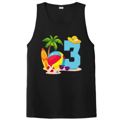 3 Year Old Beach Ball Pool Party Birthday Summer Vacation PosiCharge Competitor Tank